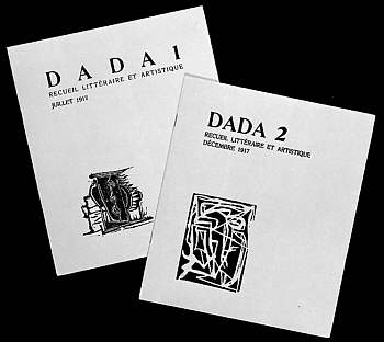 Copertele revistelor Dada 1 şi Dada 2 ale lui Tristan Tzara (Zürich, 1917), Sursa: http://www.artic.edu/reynolds/essays/hofmann.php
